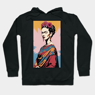 Frida's Luminous Legacy: Colorful Portrait Hoodie